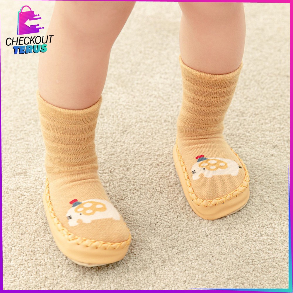 CT P379 Prewalker Bayi Motif Hewan Bahan Katun Sepatu Bayi Kaos Kaki Lantai Baby Socks Shoes Anti Slip