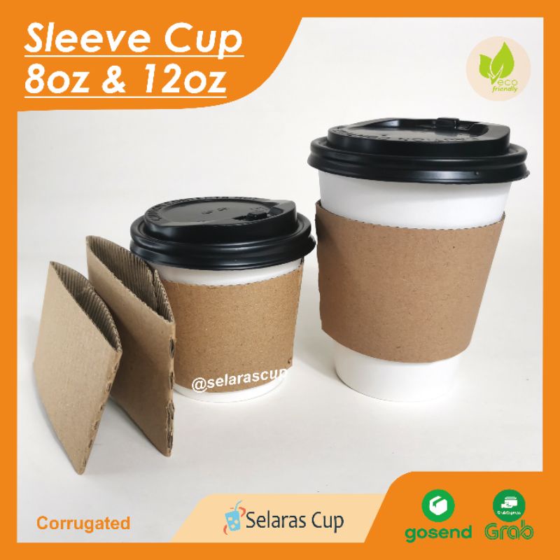 ISI 50 sleeve cup 8 oz 12 oz penahan panas cup holder corrugated cetak custom - cupsleeve dus cupsle
