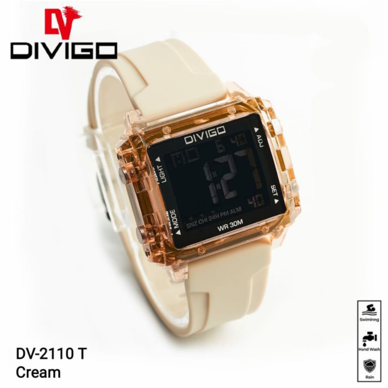 (Terima Cod)Jam Tangan Wanita/Pria Divigo Traspadan Digital Anti Air/Water Resist Strap Rubber/Karet