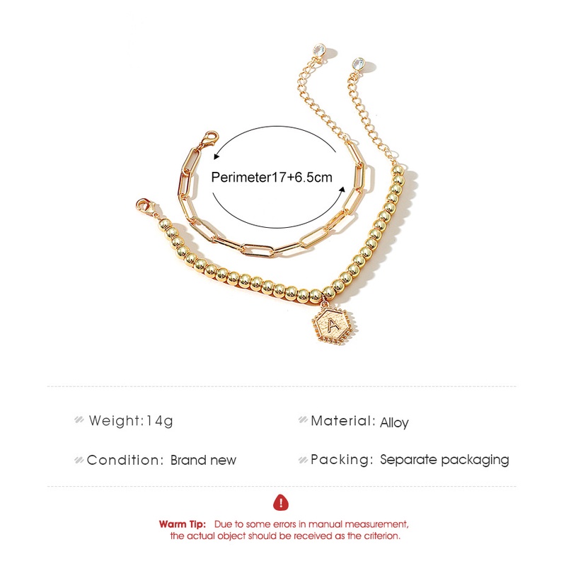 2pcs / set Gelang Kaki Rantai Multisusun Pendan Huruf + Klip Kertas Untuk Wanita