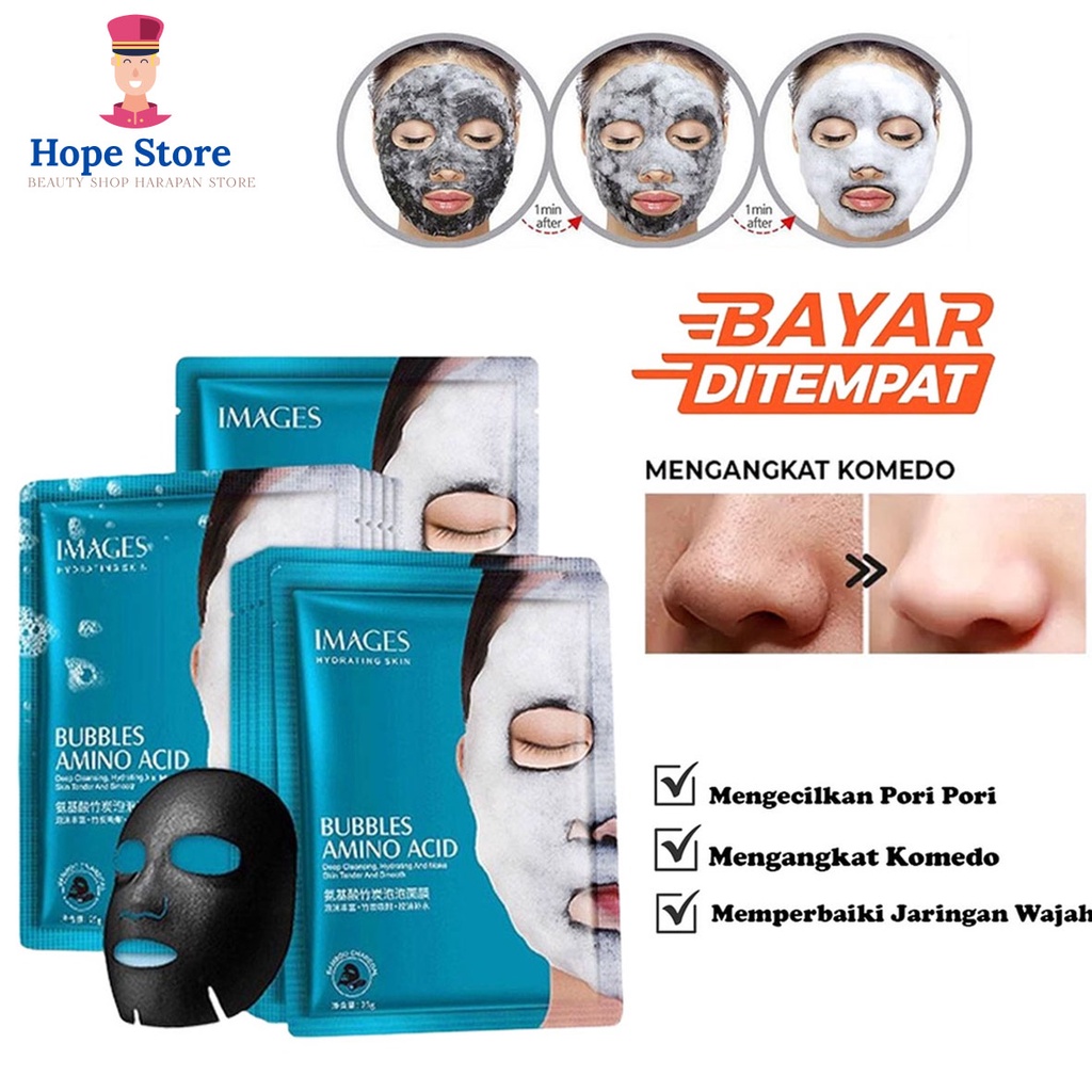 HOPE STORE - READY STOCK - 100% ORI Images Facial Bubble Mask - Bubble Amino Acid Mask - Masker Gelembung