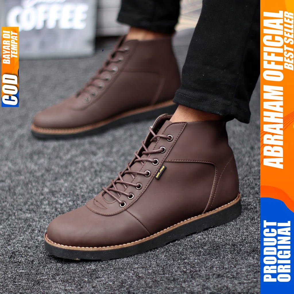 ABRHM x BARA Sepatu Boots Casual Pria Kulit Sintetis Kasual Boot Kerja Cowok Original