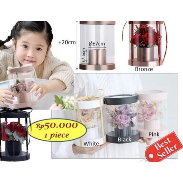 

Mini Opp Round Flower Box - Box mika - mica flower box - Putih
