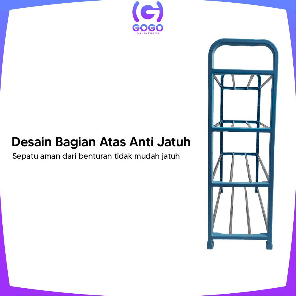 GOGO-C99 Rak Sepatu Susun 4 Tingkat Portabel Multifungsi Bongkar Pasang Motif Polos Warna / Tempat Penyimpanan Sandal Sepatu Organizer Rack Shoe Import