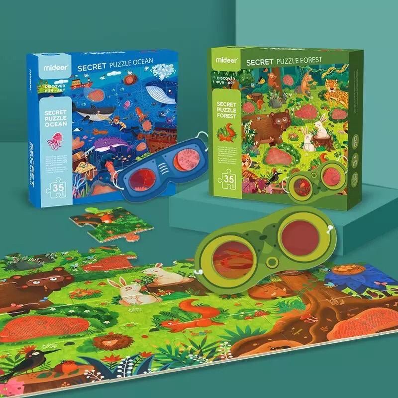 Mideer Secret Puzzle Forest Ocean hewan geometri