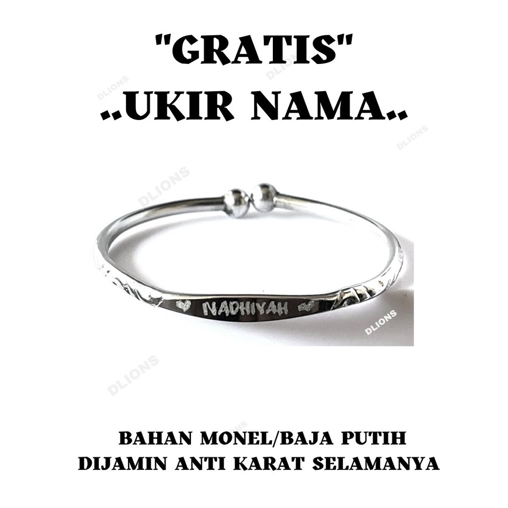 GELANG MONEL ANAK 2 TAHUN-9TAHUN DIAMETER 14 CM,GRATIS UKIR NAMA