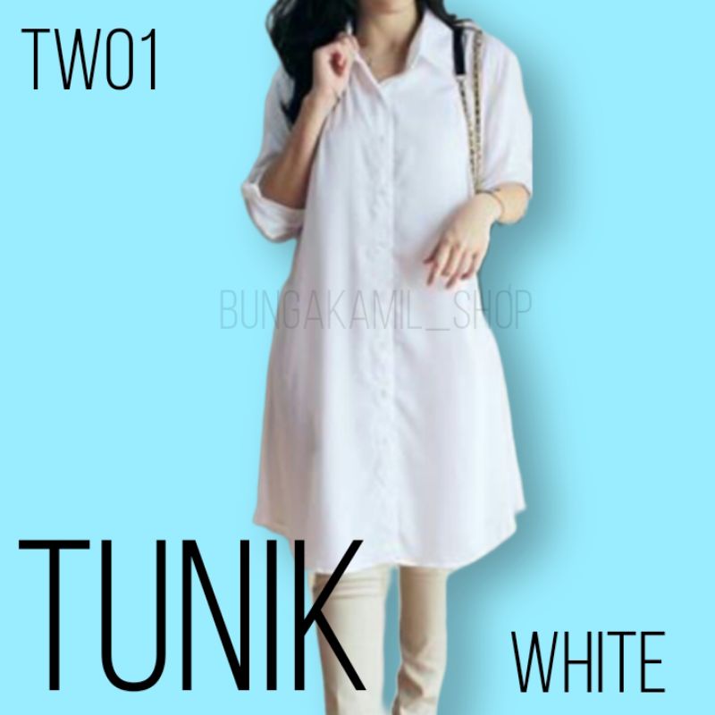 TUNIK DRES KATUN RAYON POLOS / HITAM / PUTIH / NAVY / KHAKI /ARMY