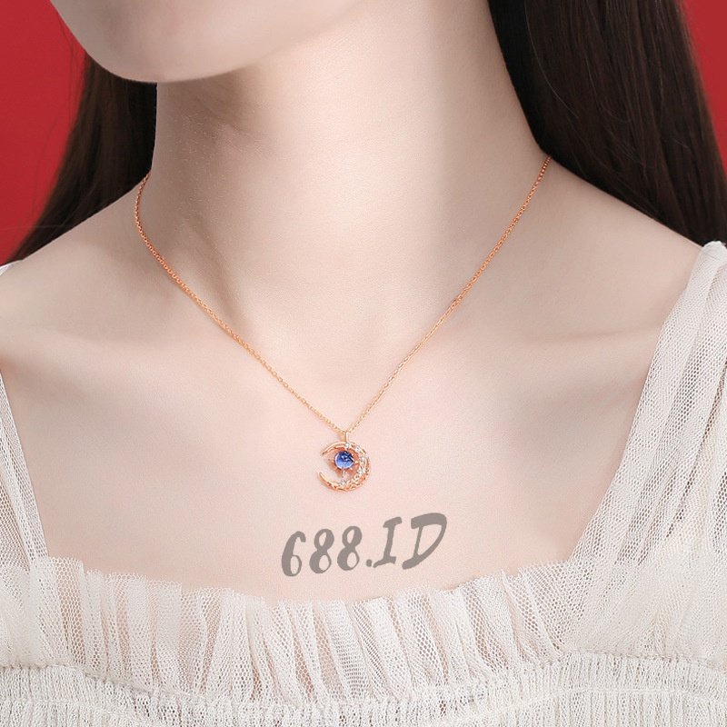 Kalung Wanita Liontin Permata Bulan Sabit Kalung Rantai Klavikula Fashion Necklace Wanita Premium Titanium Gaya Korea NL 05