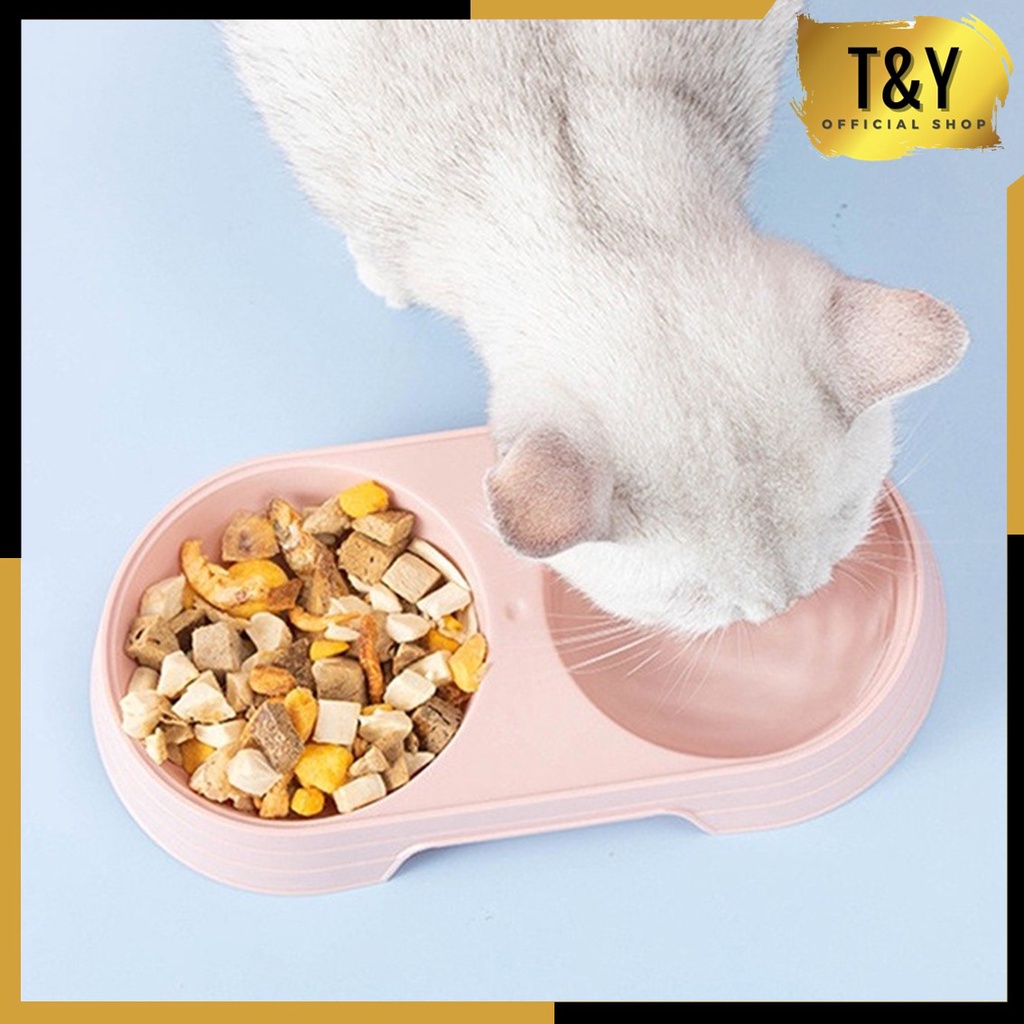 T&amp;Y Tempat Makan Kucing Anjing 2 in 1 Mangkok Minum Hewan Doggy Lucu 2in1 Mangkok Makan Hewan Double Pet Food Bowl Import Murah