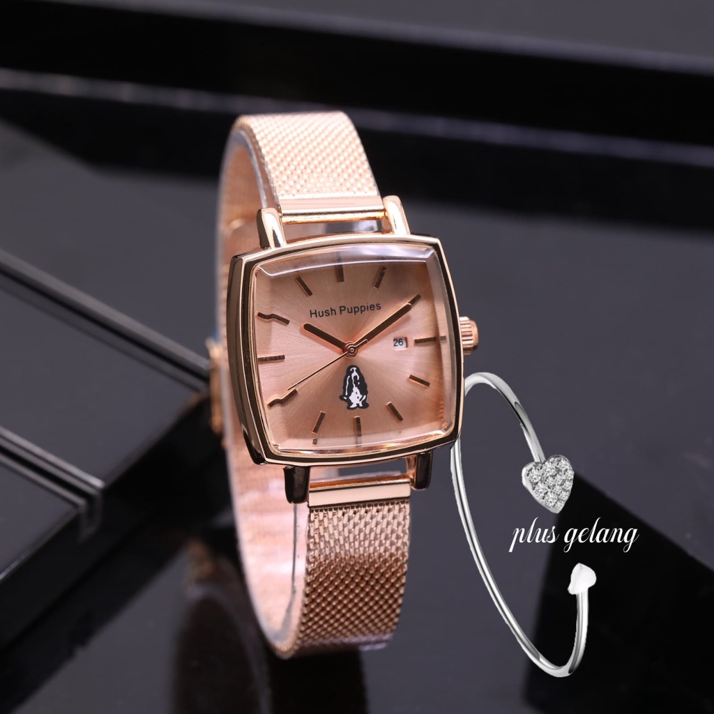 Hush Puppies Jam Tangan Wanita Rantai Free Gelang 8593L