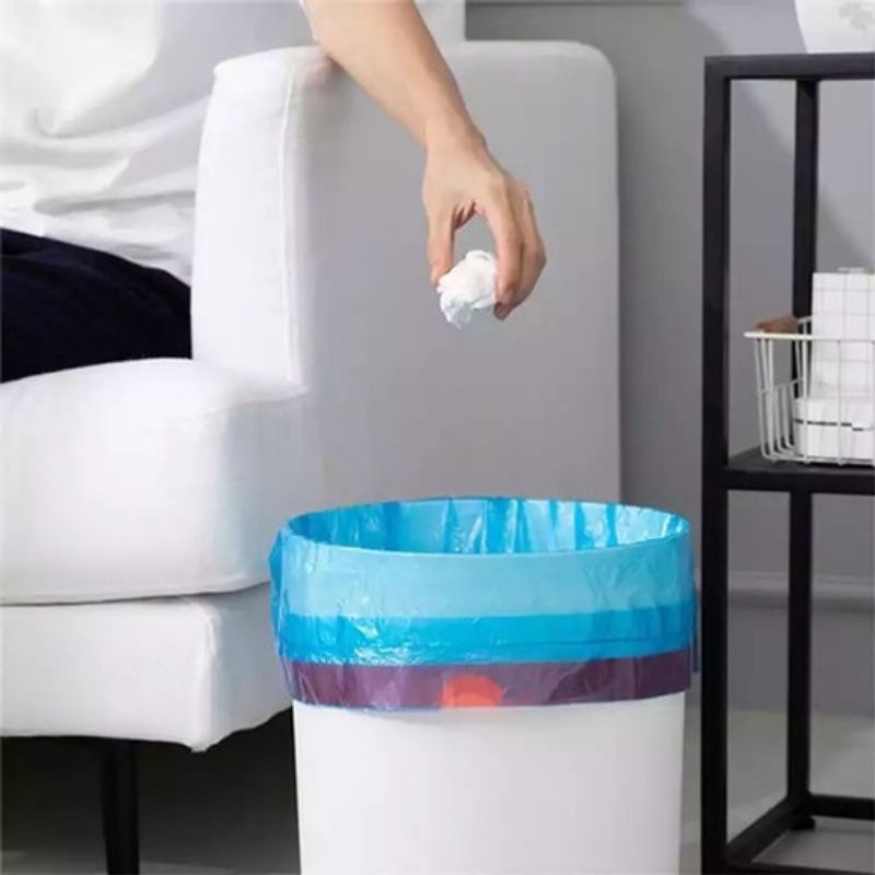 Kantong Plastik Roll Sampah + Tali 45 X 50 CM isi 15 Lembar