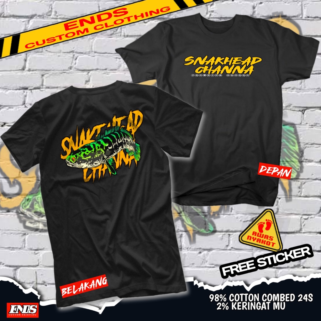 Kaos CHANNA KEEPERS Ikan Chana Snakehead Fish Predator Baju Distro Pecinta Ikan Hias Tshirt Aquascap