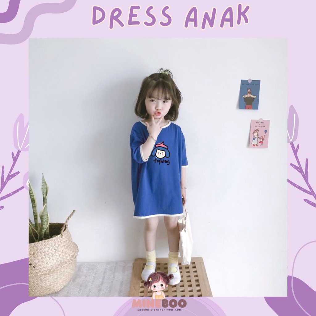 mineboo - DRESS FIGHTING EBV 1-8tahun Dress kaos cotton Baju anak perempuan Pakaian anak cewek Dress Baju atasan perempuan anak perempuan