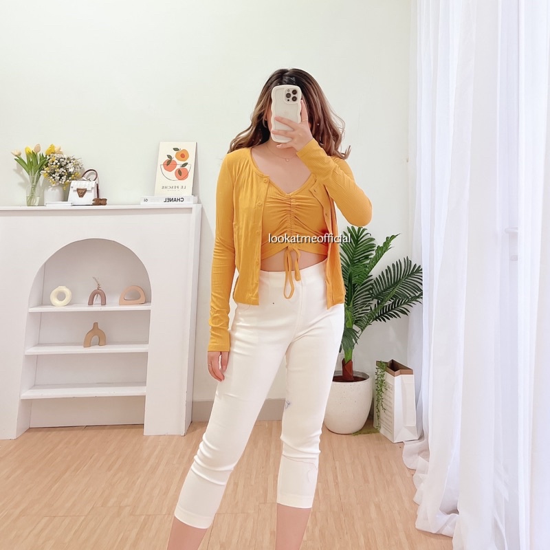 ELORA Set Atasan Tanktop dan Cardigan Bahan Knit Premium 6463