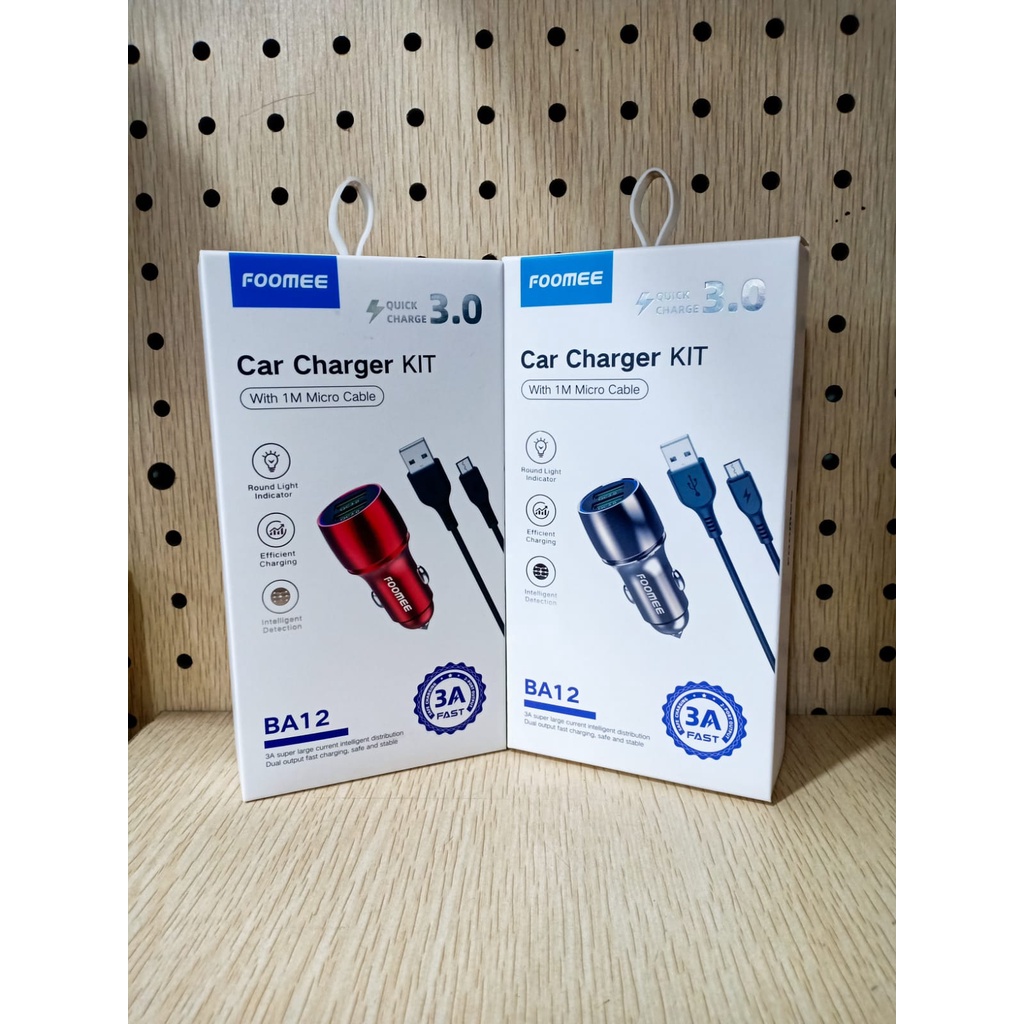 Car Charger Fast Charging 3A Dual Port USB FOOMEE BA12 Charger Mobil