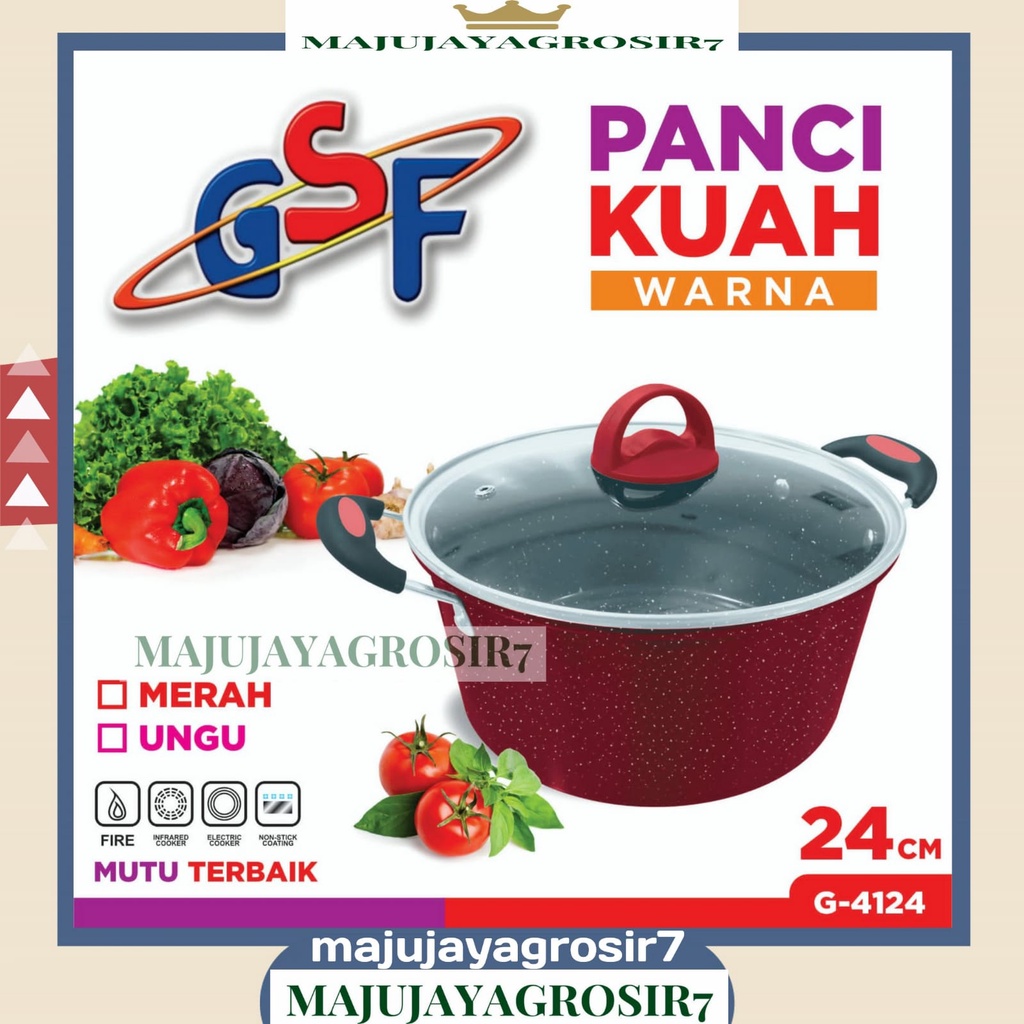 PANCI KUAH WARNA 24CM GSF G-4124 / PANCI KUWAH WARNA 24CM GSF G-4124 / PANCI TUTUP KACA 24CM GSF G-4