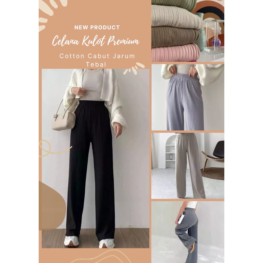 Celana Kulot Wanita / Celana Kulot Murah Knit Premium / Kulot Rajut High Waist Premium / Long Cullote / Celana Kulot Murah Berkualitas