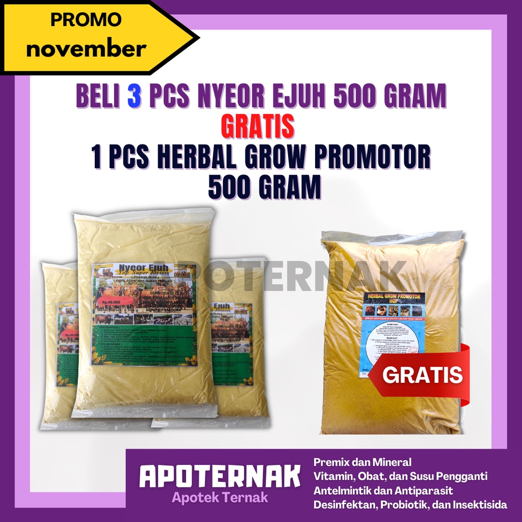 JAMU NYEOR EJUH 3 PCS GRATIS Produk Obat Cacing, Batuk, Vitamin, Diare / mencret, obat kutu / gudik, jamu herbal grow promotor, Ternak   | Apoternak