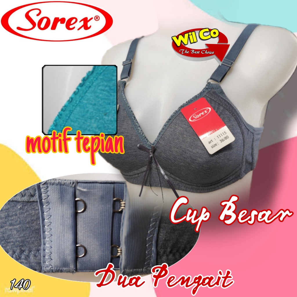 K140 - BRA/BH WANITA SOREX TANPA KAWAT BUSA TIPIS DUA PENGAIT SIZE 36 - 42 EXTRA COMFORT