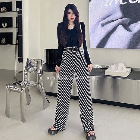 【Blossom】Cullottes Wide Leg Striped Pants 2432