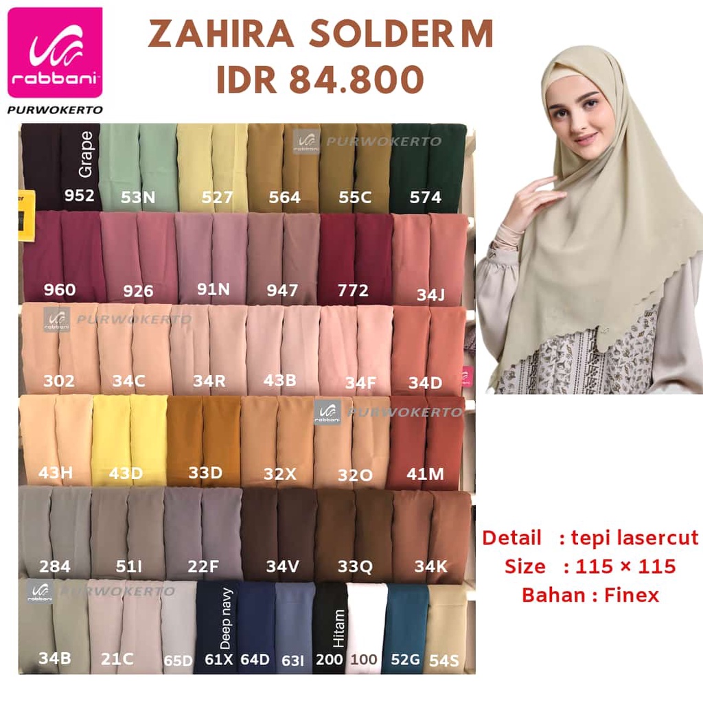 RABBANI - JILBAB SEGIEMPAT ZAHIRA SOLDER M RABBANI