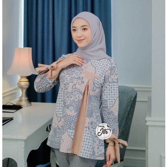 Baju batik wanita modern Atasan Batik Wanita Kerja M L XL Batik kombinasi Blouse Batik Kerja