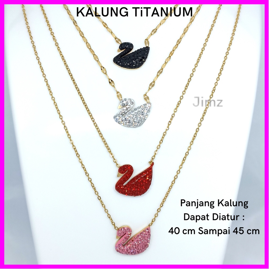 Jimz - Kalung Bebek TItanium Asli Zircon Liontin Korea Anti Karat Anti Luntur Fashion Perhiasan Aksesoris Wanita