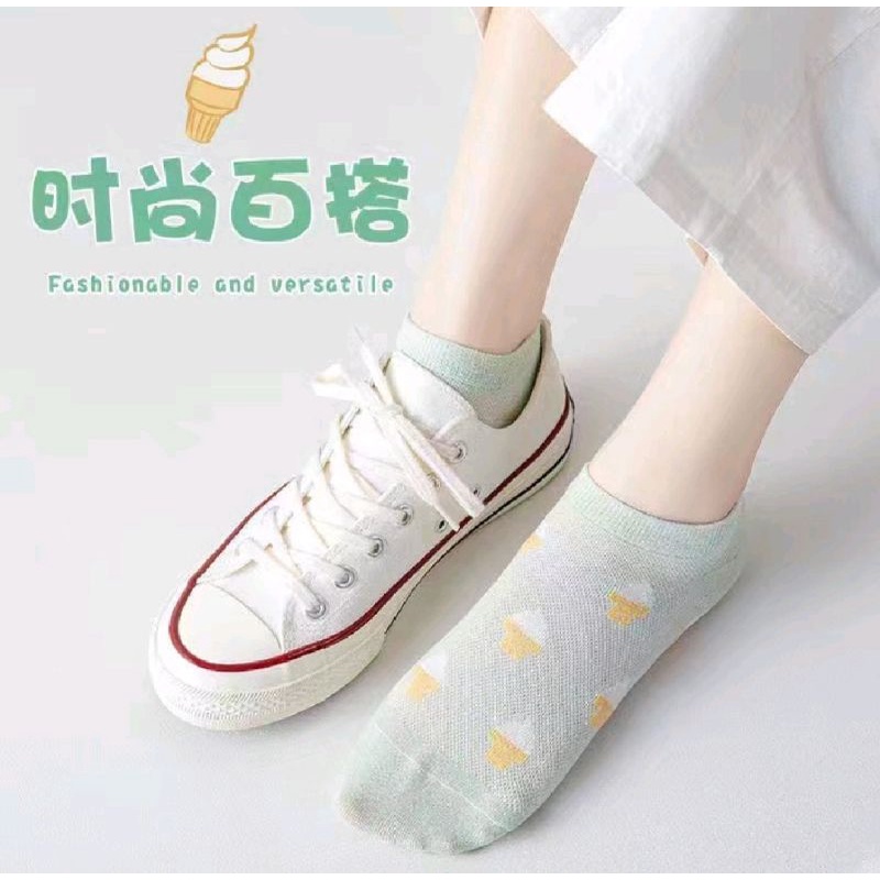 Kaos Kaki Wanita Motif Ice Cream Kaoskaki Fashion Korea Women Sock Import