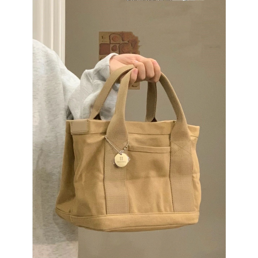 ↂ☼Sera Baru Jepang Lotte High-End Tas Kanvas Wanita Makan Siang Tas Super Hot Tote Bag Kasual Tas Vibrato Yang Sama Tide