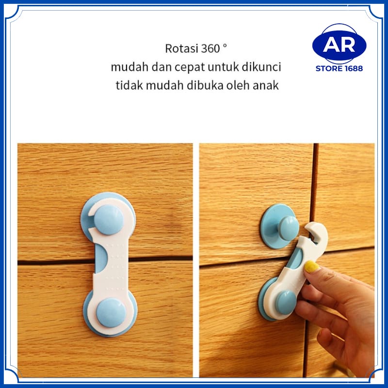 AR-KUNCI PENGAMAN LACI LEMARI KULKAS / PENGAMAN PINTU KULKAS LEMARI / 3M ADHESIVE CHILD LOCK / BABY SAFETY LOCK