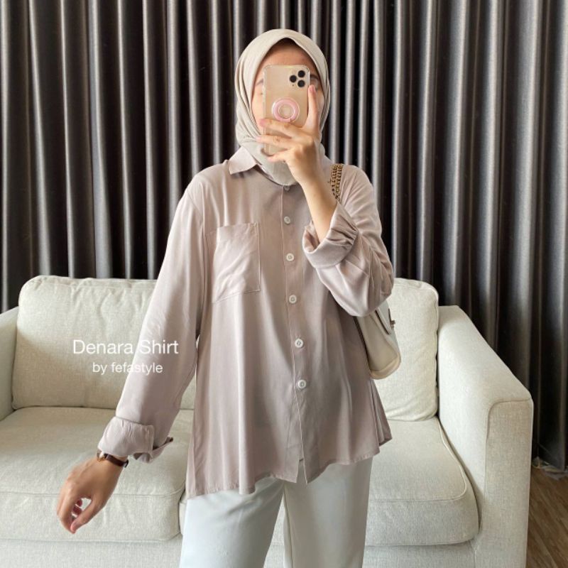 KEMEJA BASIC KOREA / KEMEJA POLOS - DENARA SHIRT by fefastyle