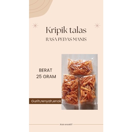 

kripik talas/jonowari/busil rasa pedas manis berat 25gram