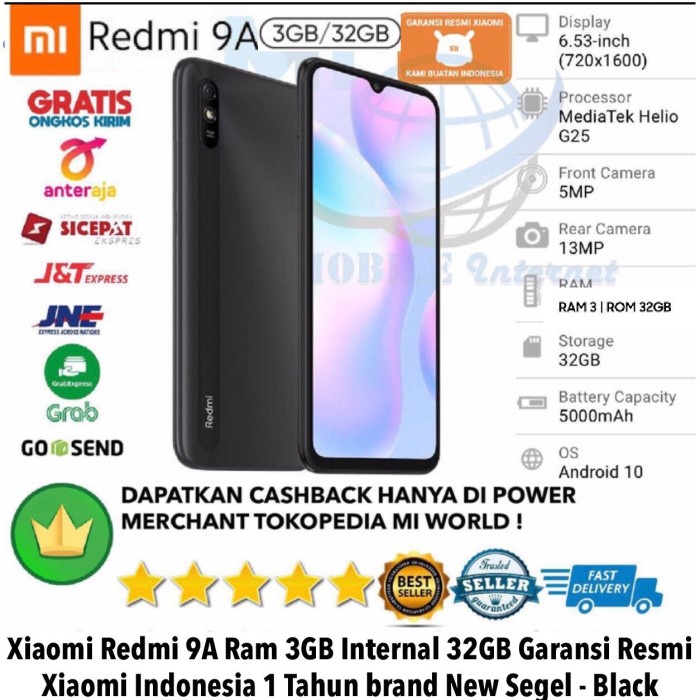 XIAOMI REDMI 9A 3GB/32GB 3/32GB MI9A REDMI9 A 9 A 3/32-GRS-RESMI-NEW