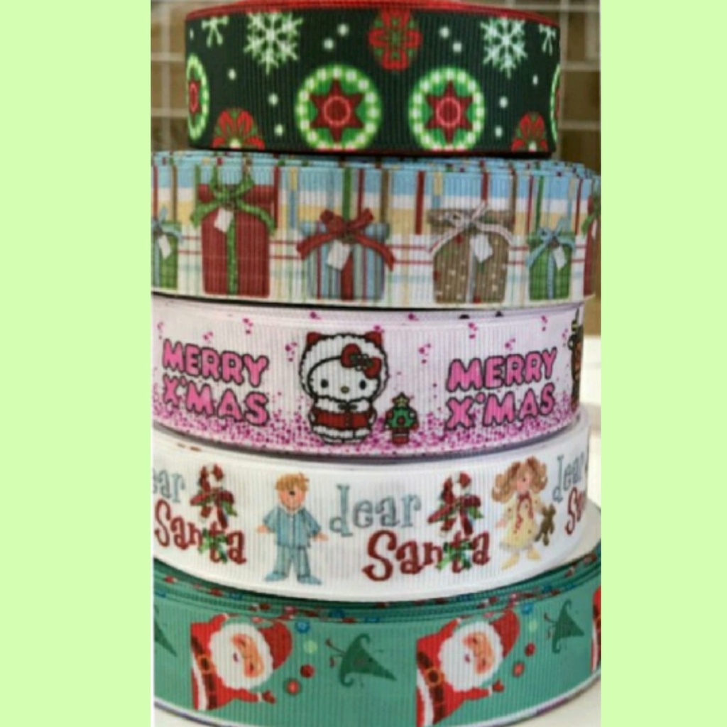 

1 METER - 2.2 CM PITA KADO | PITA HAMPERS | PITA GROSGRAIN MOTIF NATAL (7/8")