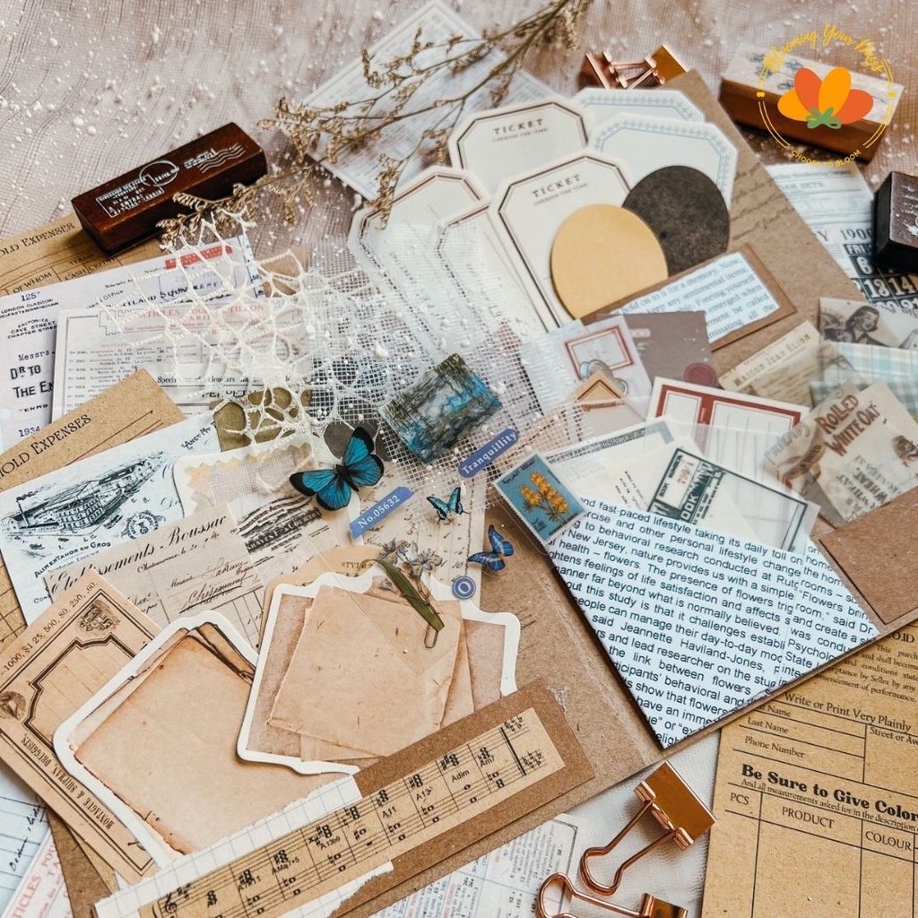 

Rad BloomingYourDays 50++ Vintage Journal Kit Scrapbook Deco Retro Journaling Catatan Dekorasi