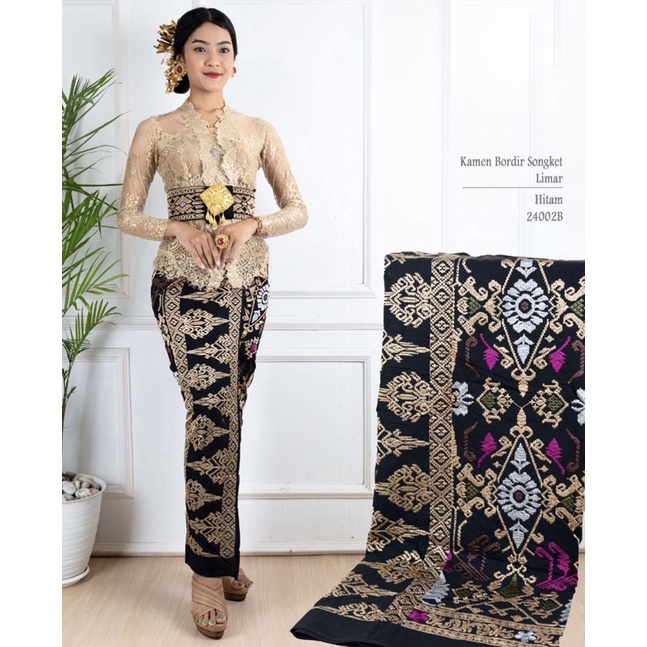 Kamen bordir katun lembaran motif songket