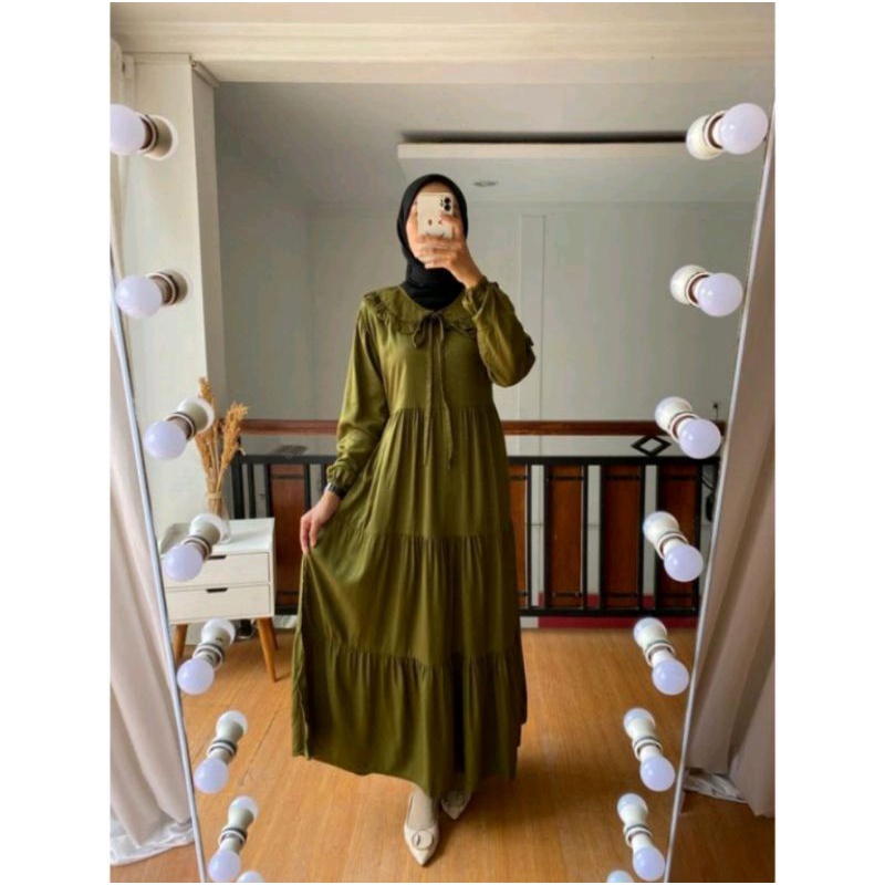 MAXI DRESS POLOS / GAMIS RAYON / GAMIS BUSUI SUSUN / DRESS KERAH