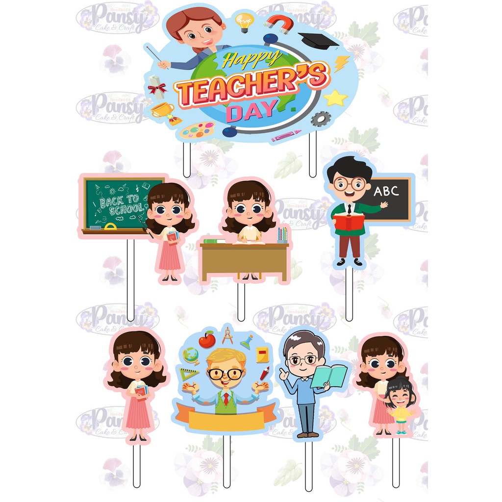 Cake topper / Cupcake topper Teacher / Teacher's day + baner EKONOMIS