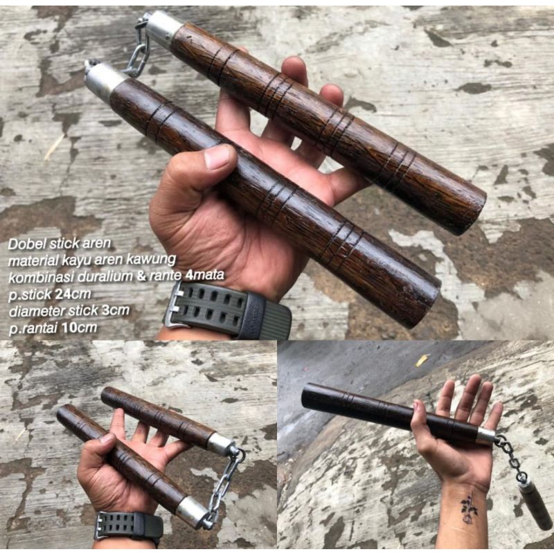 NUNCHAKU Double Stick / Dobel Stik Kayu Aren Kuat (SNI)