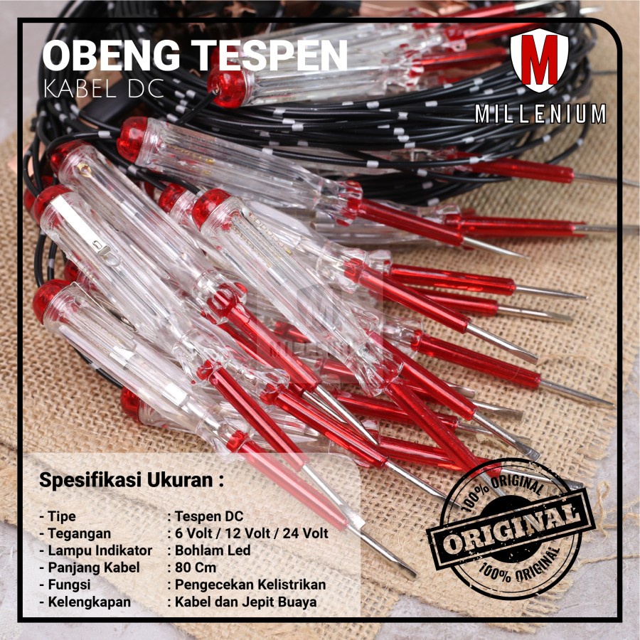 Obeng Tespen Kabel DC Tespen Kabel Aki DC Tespen Mobil Motor Original High Quality