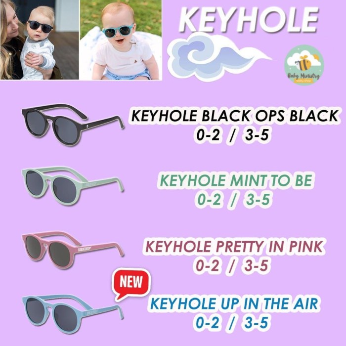 Babiators Keyhole - Kacamata Berjemur Hitam Anak dan bayi - Super fleksibel / Anti-UV/ Real Shades / kacamata anak bergaya / anti patah / elastis / kacamata pelindung sinar matahari /aksesoris anak dan bayi