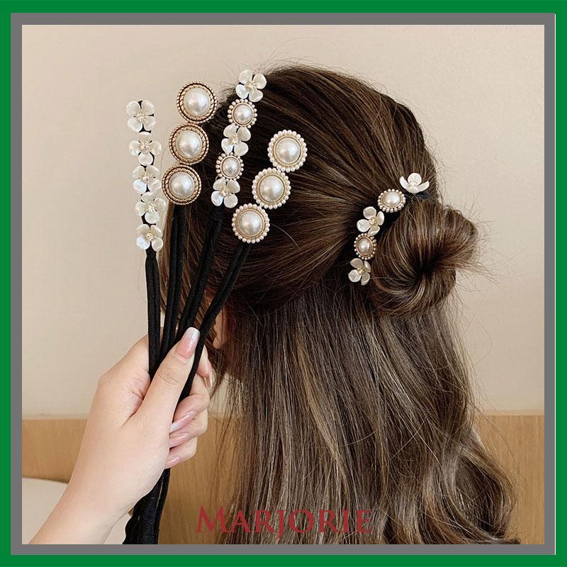 Tali rambut bunga retro mutiara yang elegan wanita Korea Selatan Aksesoris fashion  S-MJD