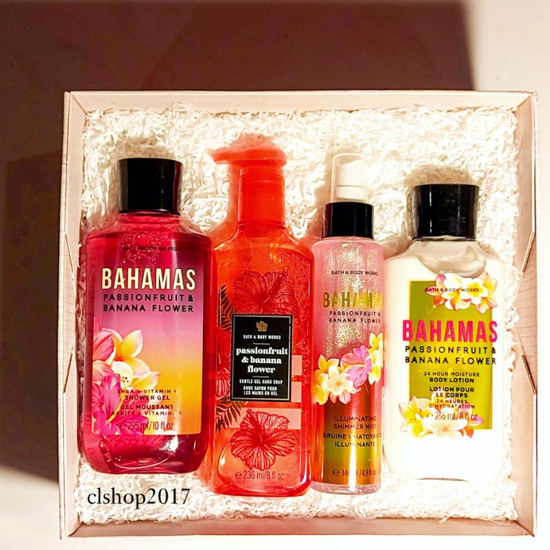 BBW BAHAMAS - PASSIONFRUIT &amp; BANANA FLOWER  GIFT SET PAKET BATH &amp; BODY WORKS