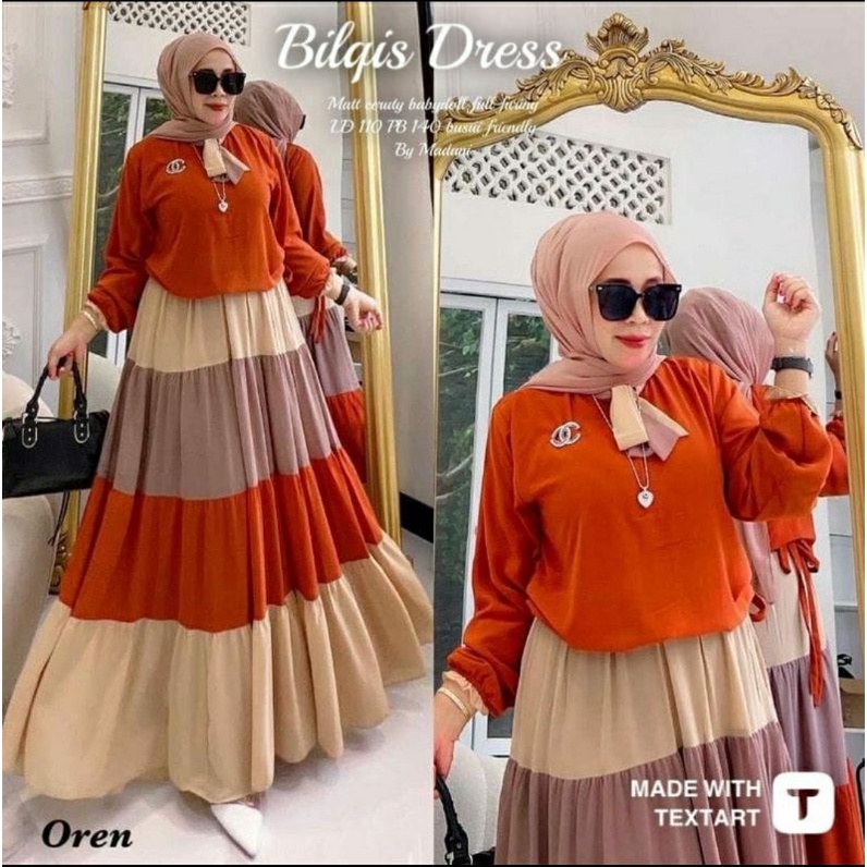 Maxy dress gamis perempuan (BILQIS DRESS ) dress muslim baju kondangan maxi pesta modern import mura