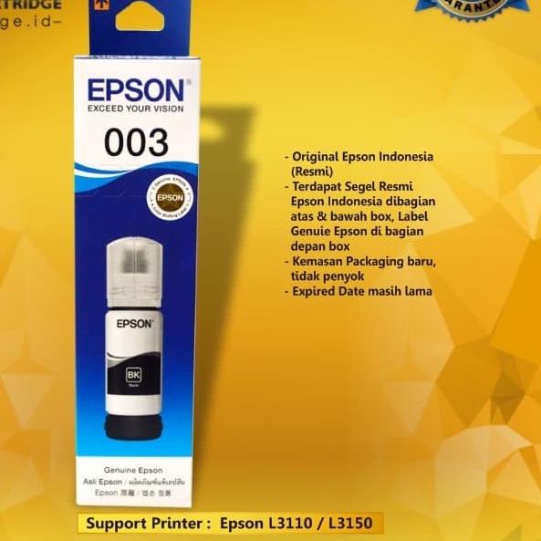 Tinta Epson 003 black Original Refill Ink Printer L3110 L3150 L 3110 - Hitam