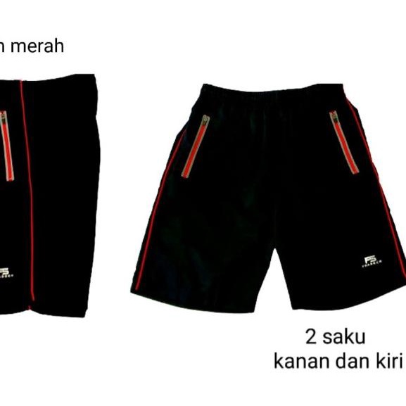 celana pendek olahraga running frasser kansas mikro hitam merah - M