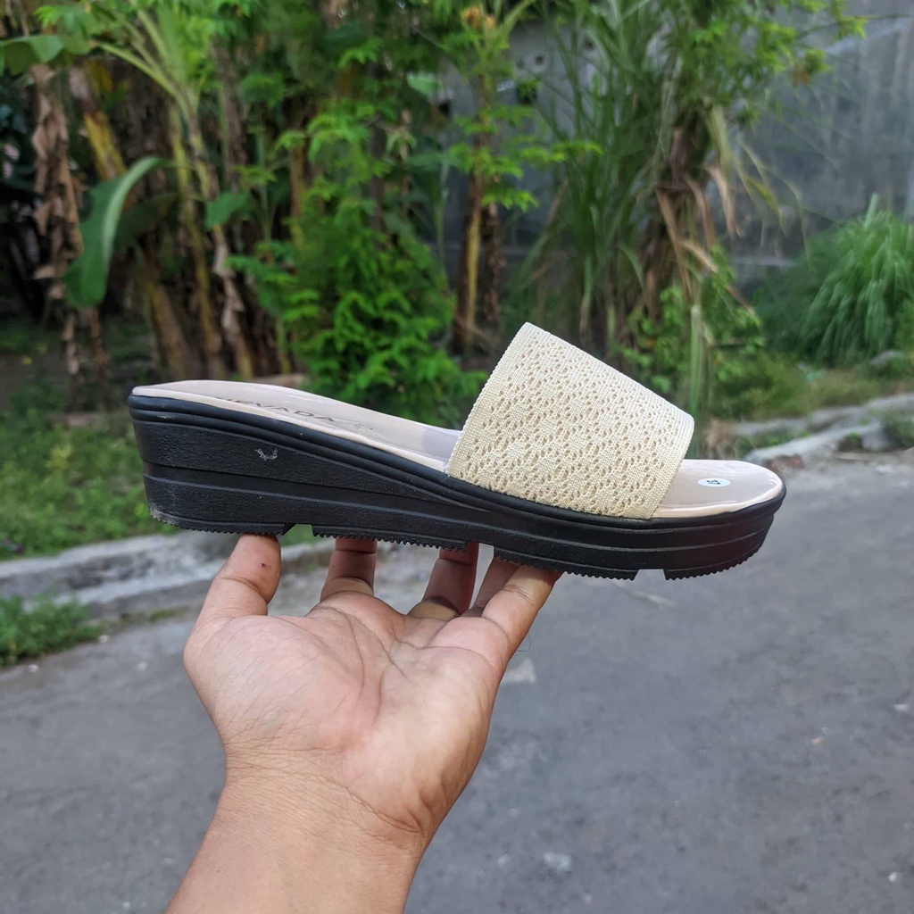 Wedges Wanita 5 cm - Sandal Perempuan Heels Sendal Wedges Wanita Rajut Import Terbaru2023