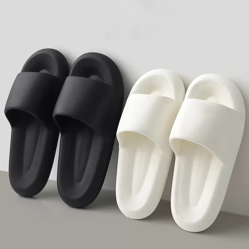 Sandal Rumah Slip On Motif Polos Bahan Karet Empuk Elastis MALLSHOPPING