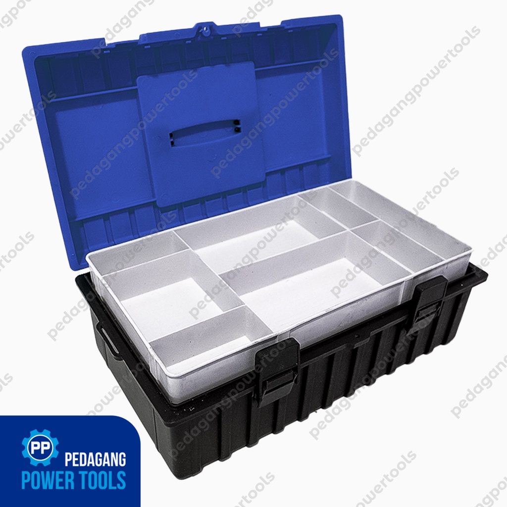 TEKIN TOOL BOX BESAR PLASTIK 2 SUSUN TOOLKIT KUNCI KOTAK PERKAKAS PVC