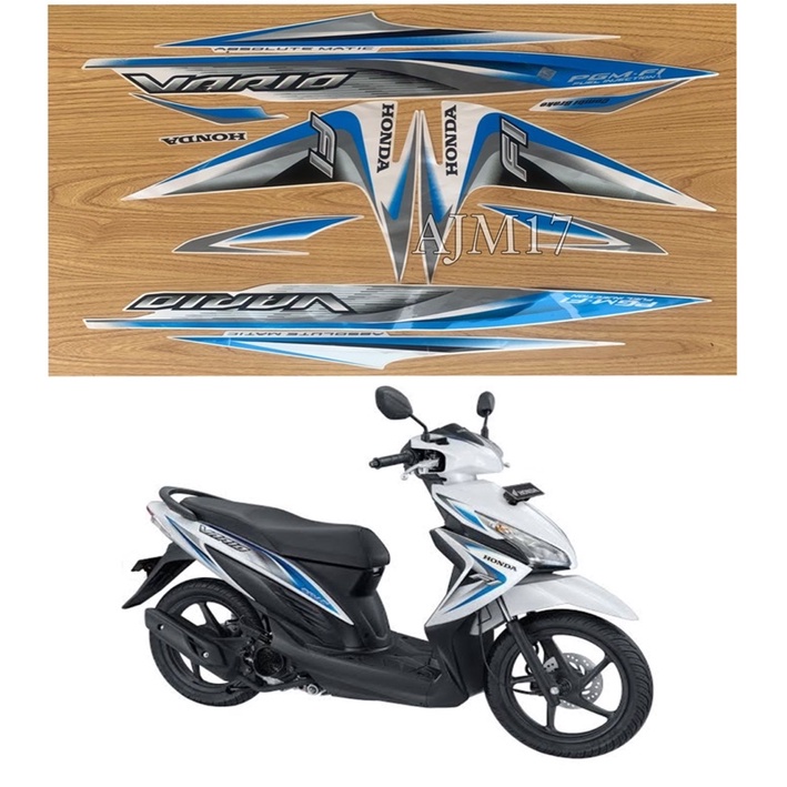 STIKER STRIPING MOTOR VARIO 110 LED 2014 PUTIH LIS BIRU